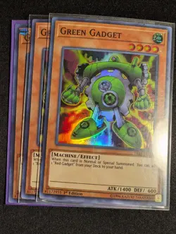Yugioh - 3x Green Gadget FIGA-EN006 1st Edition Super Rare NM - Image 1