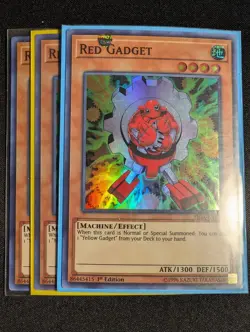 Yugioh - 3x Red Gadget FIGA-EN007 1st Edition Super Rare NM - Image 1