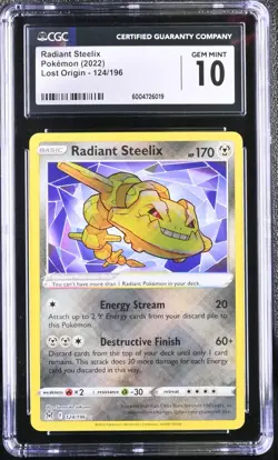 CGC 10 Radiant Steelix 124/196 Lost Origin 2022 Pokemon Card - Image 1