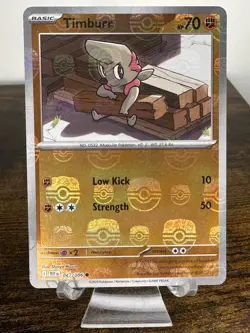 Timburr (Master Ball Pattern) 047/086 NM Sv: Black Bolt Holo Pokemon Card - Image 1