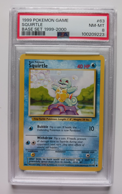PSA 8 Squirtle Pokemon Card 4th Print 1999-2000 UK 63/102 Base Set Vintage NM-MT - Image 3