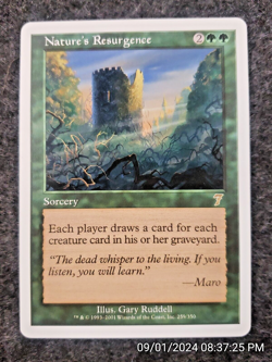 MTG Nature's Resurgence 7th Edition NEAR MINT NEVER PLAYED GREEN CARD (DS3D1H6) - Image 1