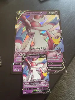 Pokemon Celebrations 25th SWSH134 Dark Sylveon V Ultra Rare Promo + Jumbo Card - Image 1