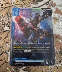 Gundam Card Game Unicorn Gundam 02 Banshee (Destroy Mode) Foil GD01-003 LR - Image 1