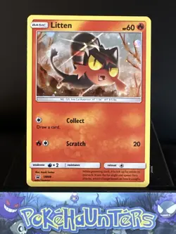 Pokemon Card Litten SM08 Holo Black Star Promo Sun & Moon NM - Image 1
