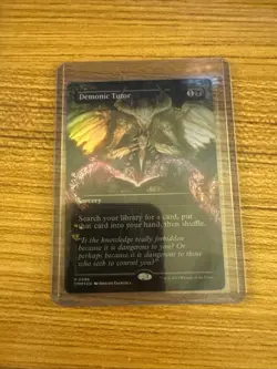 Borderless Foil Demonic Tutor MTG English Commander Masters CMM Magic - Image 1