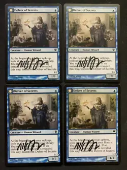 MTG Magic the Gathering x4 Delver of Secrets Signed Innistrad - Image 1