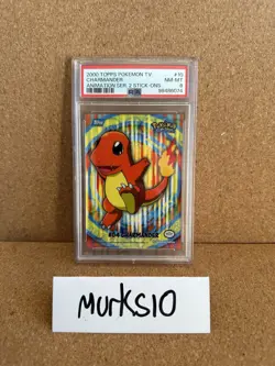 2000 Topps Pokemon TV Animation Series 2 Stick Ons #10 Charmander PSA 9 Low Pop! - Image 1