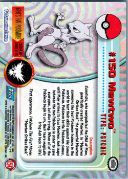Topps Pokemon TV Animation Edition Series 3 Non Foil #150 Mewtwo SURFACE DMG - Image 2