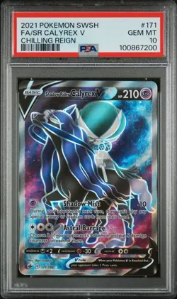 PSA 10 GEM MINT 2021 POKEMON CHILLING REIGN 171 FULL ART/SHADOW RIDER CALYREX V - Image 1
