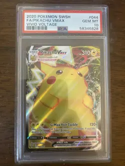 2020 Pokemon SWSH Vivid Voltage Pikachu VMAX Full Art #044 PSA 10 Gem Mint - Image 1