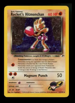 Rocket's Hitmonchan 11/132 Gym Heroes 2000 SWIRL Holo Rare WOTC Pokemon Card TCG - Image 1