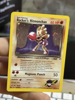 Rocket's Hitmonchan 11/132 Gym Heroes 2000 SWIRL Holo Rare WOTC Pokemon Card TCG - Image 4