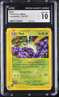 CGC 10 GEM MINT Muk 2003 Aquapolis 23/147 Pokemon Card - Image 1