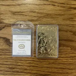 23K Gold Plated CHARIZARD Trading Card 1999 Burger King Pokemon Ball Blue - Image 4