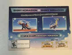 Pokemon Scarlet and Violet Shiny Koraidon OR Miraidon Gamestop Promo Code Card - Image 1