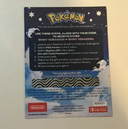 Pokemon Scarlet and Violet Shiny Koraidon OR Miraidon Gamestop Promo Code Card - Image 2