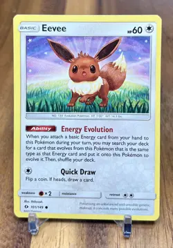 Eevee 101/149 Sun & Moon Non Holo Common Pokemon Card NM - Image 1