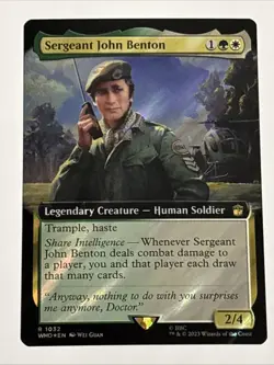 MTG Doctor Who Sergeant John Benton Extended Art Surge Foil 1032 NM Rare - Image 1