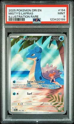 PSA 9 MINT Misty's Lapras 194/182 Destined Rivals Illustration Rare 2025 Pokemon - Image 1