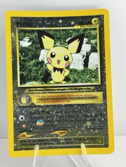 2001 Pokemon Black Star Promo #35 Pichu reverse foil holo Pokemon league LP/NM - Image 1