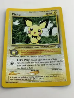 2001 Pokemon Black Star Promo #35 Pichu reverse foil holo Pokemon league LP/NM - Image 5