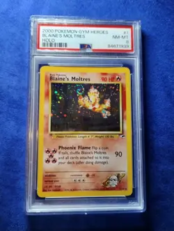 Blaine's Moltres Holo 1/132 2000 Gym Heroes Unlimited PSA 8 NM-MT Pokemon Card - Image 1