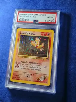 Blaine's Moltres Holo 1/132 2000 Gym Heroes Unlimited PSA 8 NM-MT Pokemon Card - Image 2