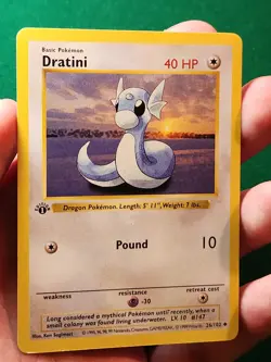 Dratini 26/102 1st Edition Base Set 1999 WOTC Vintage Pokemon Card - LP+ - Image 1