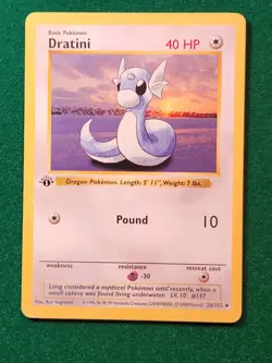 Dratini 26/102 1st Edition Base Set 1999 WOTC Vintage Pokemon Card - LP+ - Image 3