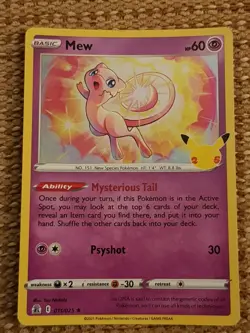 Pokemon TCG Mew 011/025 Holo Rare Card 25th Celebrations Edition - Image 1