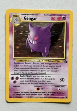 Gengar 5/62 Fossil Set Holo Rare Pokemon Card Pokemon 1999 WOTC LP/MP - Image 2
