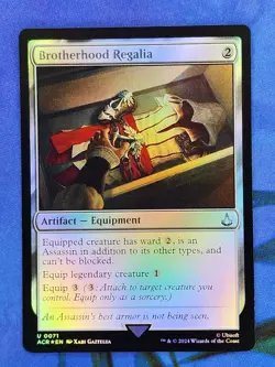 1x FOIL Brotherhood Regalia, NM, Assassin's Creed (ACR), Magic the Gathering MtG - Image 1