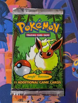 SEALED 1999 Jungle FLAREON Artwork English Pokemon Booster Pack - Image 1