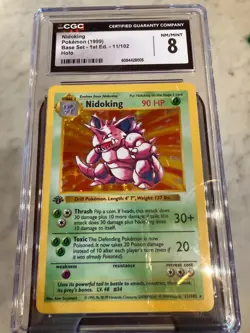 Pokemon 1999 Nidoking Base Set 1st Edition Holo Rare #1 Mint 8 - Image 1