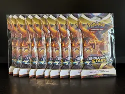 (10) Factory Sealed Pokemon Brilliant Stars Sleeved Booster Packs Charizard Art - Image 1