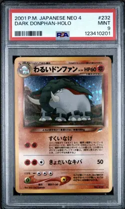 Dark Donphan Pokemon Japanese Darkness and Light Neo 4 Graded PSA 9 - Image 1