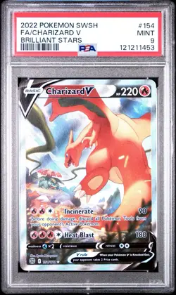 2022 POKEMON SWORD & SHIELD BRILLIANT STARS #154 FULL ART/CHARIZARD V PSA 9 - Image 1