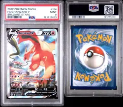 2022 POKEMON SWORD & SHIELD BRILLIANT STARS #154 FULL ART/CHARIZARD V PSA 9 - Image 3