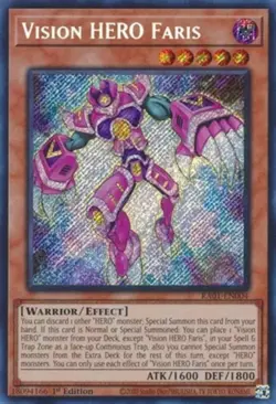 Yugioh! Vision HERO Faris - RA01-EN004 - Secret Rare - 1st Edition Near Mint, En - Image 1