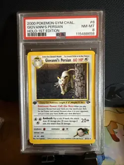 Giovanni's Persian Gym Challenge 2000 Holo Rare Pokemon Card TCG 8/132 PSA 8 - Image 1
