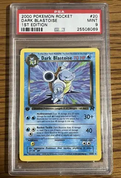 Pokemon TCG Dark Blastoise 2000 Non-Holo Rare Card 20/82 PSA 9 - Image 1