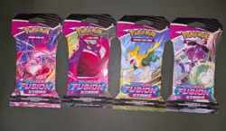Fusion Strike Sealed Sleeved Pokemon Booster Card Artset Art Set - 4 Total Packs - Image 1