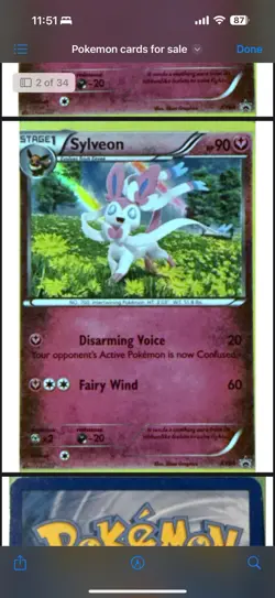Pokemon Sylveon TCG Holo Promo Card XY XY04 Promo MP Condition - Image 3
