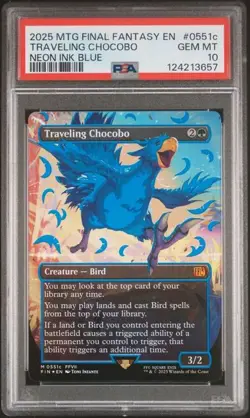 Traveling Chocobo 2025 MTG Final Fantasy Neon Ink Blue #0551c PSA 10 GEM MINT - Image 1