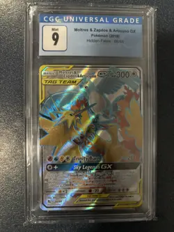 Pokemon 2019 Sun & Moon Hidden Fates Moltres Zapdos Articuno GX #66/68 CGC 9 - Image 1