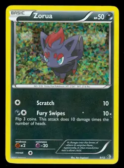 Pokemon ZORUA 9/12 - 2011 McDonald's HOLO PROMO - Lightly Played - Image 1