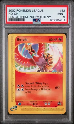 2002 Pokemon League Promo Black Star Ho-Oh #52 BLK.STR.PRM.-No PM.CTR.Ny PSA 9 - Image 1