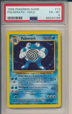 1999 Pokemon Game #13 Poliwrath Holo PSA 6 - Image 1