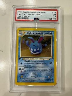 2002 Pokemon Neo Destiny Light Azumarill Holo 1st Edition Card #13 PSA 7 - Image 1